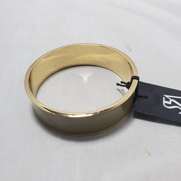 Saks Fifth Ave taupe enamel bangle bracelet - Picture 3 of 5